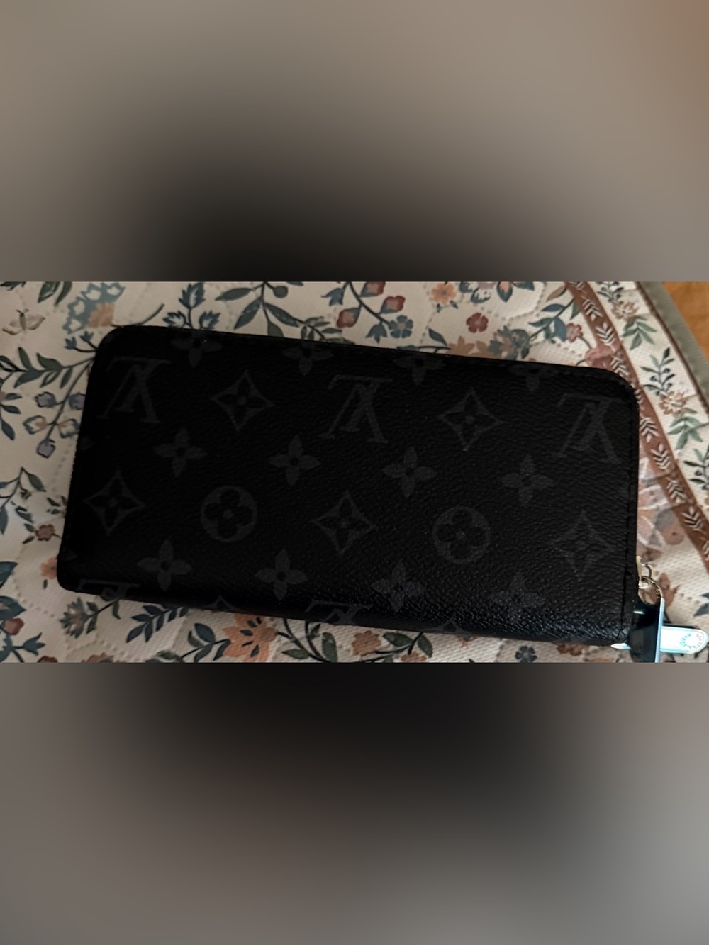 Black Monogram Double Zip-Around Wallet